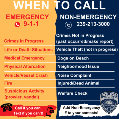 When to call 9-1-1 vs. Non-Emergency